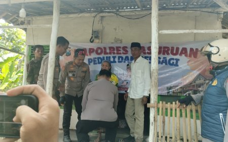 Blusukan ke Permukiman, Kapolres Pasuruan Bagikan Bantuan Sosial